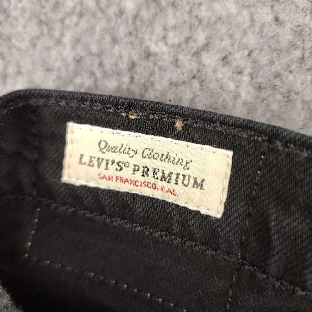 Levis Premium 501 Jeans Big E Black Straight Button Fly 28x30 Mens Stretch Rodeo